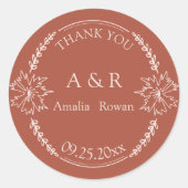 Gastgeschenk Hochzeit Meadow Blume Vielen Dank Runder Aufkleber (Vorderseite)