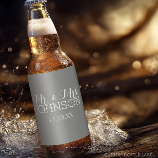 Gastgeschenk Hochzeit - Minimalistisch Grau Bierflaschenetikett