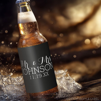 GASTGESCHENK HOCHZEIT - MINIMALISTISCH SCHWARZ-WEI BIERFLASCHENETIKETT