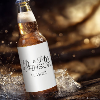 GASTGESCHENK HOCHZEIT - MINIMALISTISCH SCHWARZ-WEI BIERFLASCHENETIKETT
