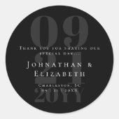 Gastgeschenk Hochzeit Minimalistischer schwarzer F Runder Aufkleber (Vorderseite)