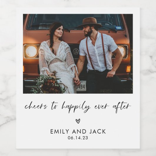 Gastgeschenk Hochzeit Minimalistisches Foto Weinet Weinetikett (Einzelnes Label)