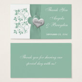 Gastgeschenk Hochzeit Minze, White Floral Hearts (Vorne & Hinten)