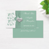 Gastgeschenk Hochzeit Minze, White Floral Hearts (Schreibtisch)