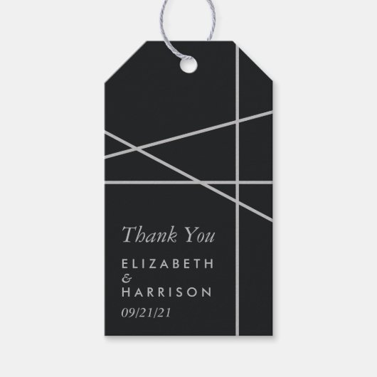 Gastgeschenk Hochzeit mit einfachem geometrischem Geschenkanhänger (Vorderseite)