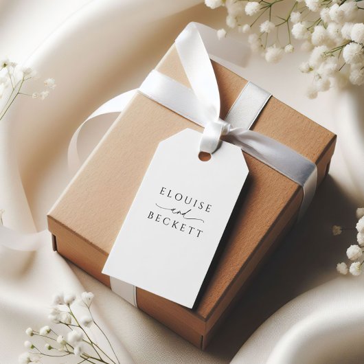 Gastgeschenk Hochzeit mit moderner weißer Typograf Geschenkanhänger