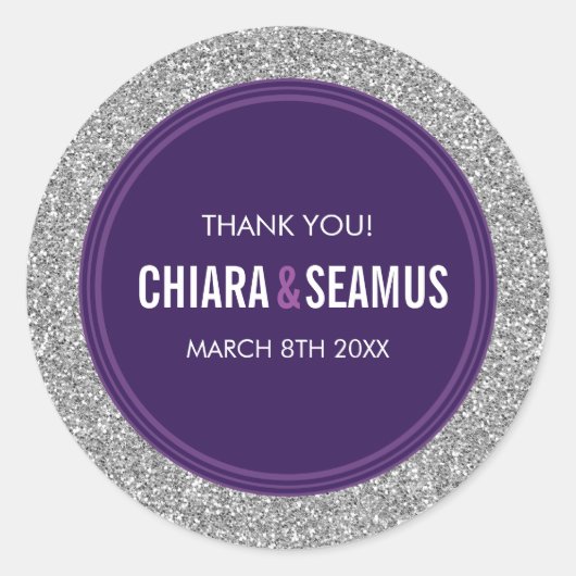 GASTGESCHENK HOCHZEIT Moderner, schlichter Glitzer Runder Aufkleber (Vorderseite)