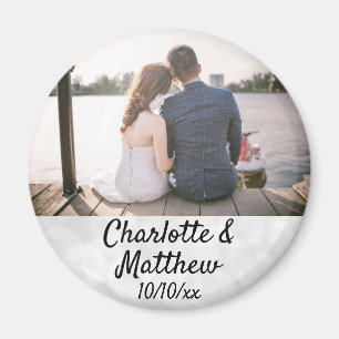 Gastgeschenk Hochzeit Modernes Typografie Foto Vie Magnet