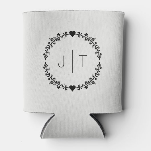Gastgeschenk Hochzeit Monogram Herzerkrankung Grau Dosenkühler (Vorderseite)