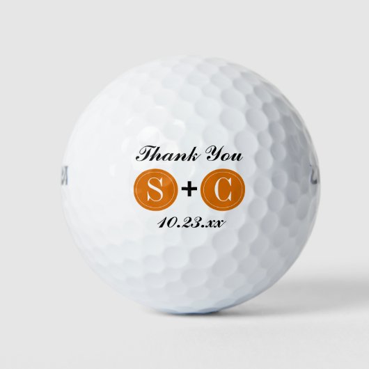 Gastgeschenk Hochzeit Monogram Initialen Vielen Da Golfball (Vorderseite)