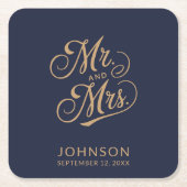 Gastgeschenk Hochzeit Mr & Mrs. Elegant Script Nam Rechteckiger Pappuntersetzer (Vorderseite)