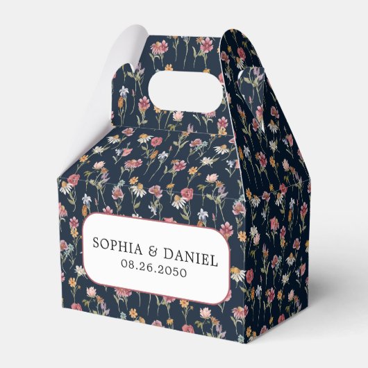 Gastgeschenk Hochzeit "Navy Blue Wildblume" Geschenkschachtel (Vorderseite)