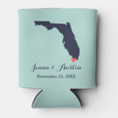 Gastgeschenk Hochzeit Navy und Coral Florida Dosenkühler (Vorderseite)