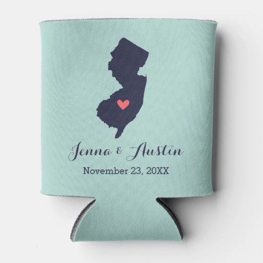 Gastgeschenk Hochzeit Navy und Coral New Jersey Dosenkühler (Vorderseite)