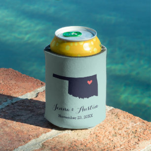Gastgeschenk Hochzeit Navy und Coral Oklahoma Dosenkühler