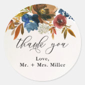 Gastgeschenk Hochzeit Navy und Rust Boho Runder Aufkleber (Vorderseite)