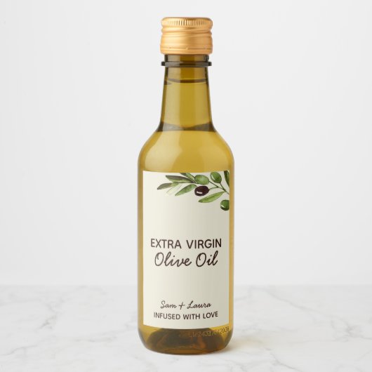 Gastgeschenk Hochzeit Olivenöl Moderne Rustikale F Weinetikett (Vorderseite)