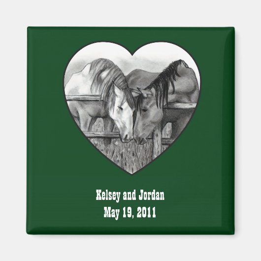 GASTGESCHENK HOCHZEIT: PFERDE: GESCHIEBEN: PENCIL, MAGNET (Vorne)