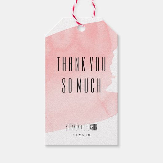 Gastgeschenk Hochzeit "Pink Watercolor Wash" Geschenkanhänger (Vorderseite)