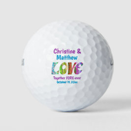 Gastgeschenk Hochzeit Retro Vintage farbige Liebe Golfball