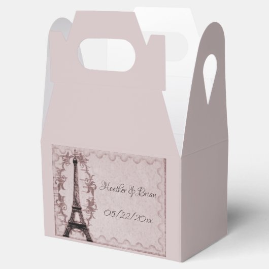 Gastgeschenk Hochzeit Rosa Eiffelturm Geschenkschachtel (Geöffnet)