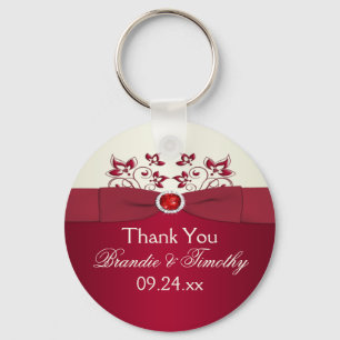 Gastgeschenk Hochzeit Rot und Elfenbeinblume Schlü Schlüsselanhänger