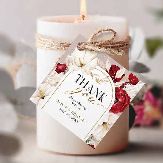 Gastgeschenk Hochzeit Ruby Rot und Weiß Geschenkanhänger