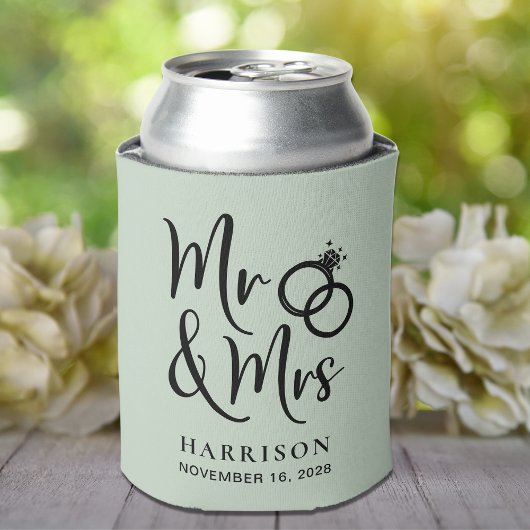 Gastgeschenk Hochzeit Sage Green Can Cooler Dosenkühler