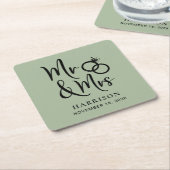 Gastgeschenk Hochzeit Sage Green Rechteckiger Pappuntersetzer (angewinkelt)
