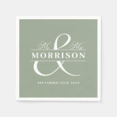 Gastgeschenk Hochzeit Sage Green Serviette (Vorderseite)