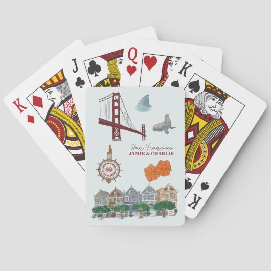 Gastgeschenk Hochzeit San Francisco Spielkarten (Rückseite)