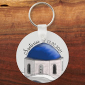 Gastgeschenk Hochzeit Santorini Blue Dome Schlüsselanhänger (Vorderseite)