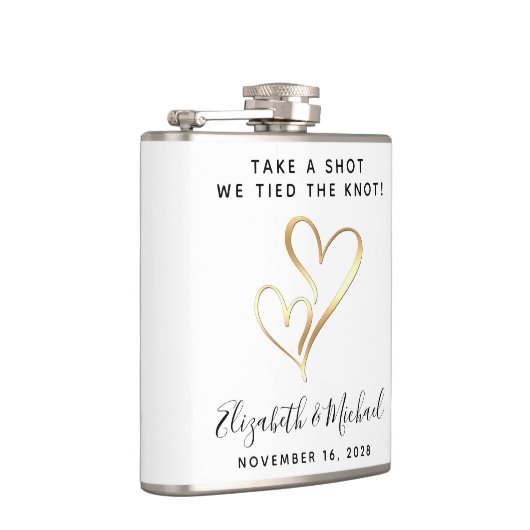 Gastgeschenk Hochzeit schießt, wir tippen den Knot Flachmann (Rechts)