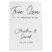 Gastgeschenk Hochzeit schlichtes modernes Brautpar Mittlere Geschenktüte (Vorderseite)