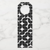 Gastgeschenk Hochzeit Schwarz-weiß MCM Muster Flaschenanhänger (Rückseite)