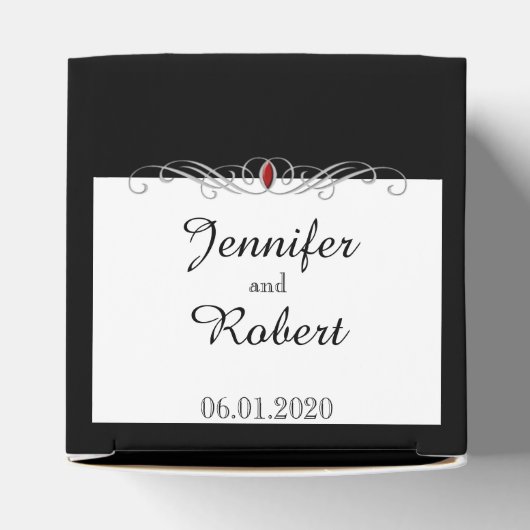 Gastgeschenk Hochzeit Schwarz-Weiß-Ruby-Akzent Geschenkschachtel (Oben)