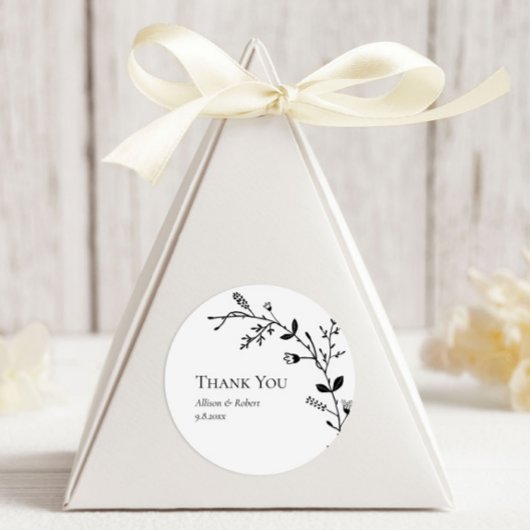 Gastgeschenk Hochzeit Schwarz-Weiß-Weiß Runder Aufkleber