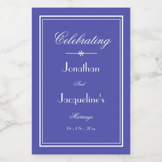 Gastgeschenk Hochzeit Script Beautiful Blue Mini W Weinetikett (Einzelnes Label)