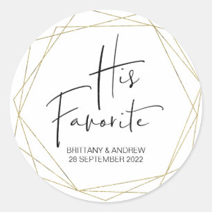 Gastgeschenk Hochzeit Seine Lieblings-Leckerei Box Runder Aufkleber
