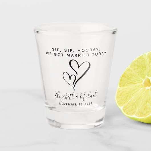 Gastgeschenk Hochzeit Sip Hooray Hearts Schnapsglas (Vorderseite)