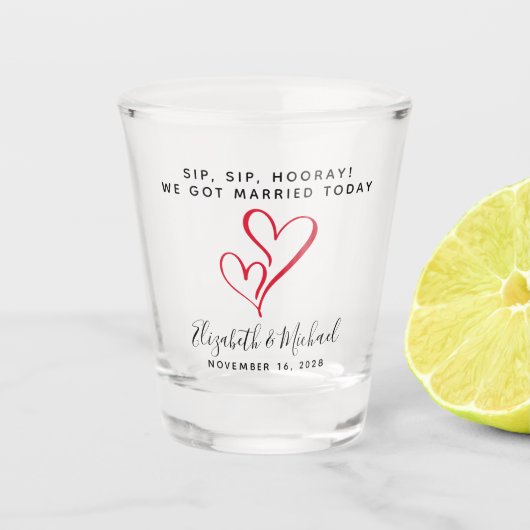 Gastgeschenk Hochzeit Sip Hooray Rotes Herz Schnapsglas (Vorderseite)