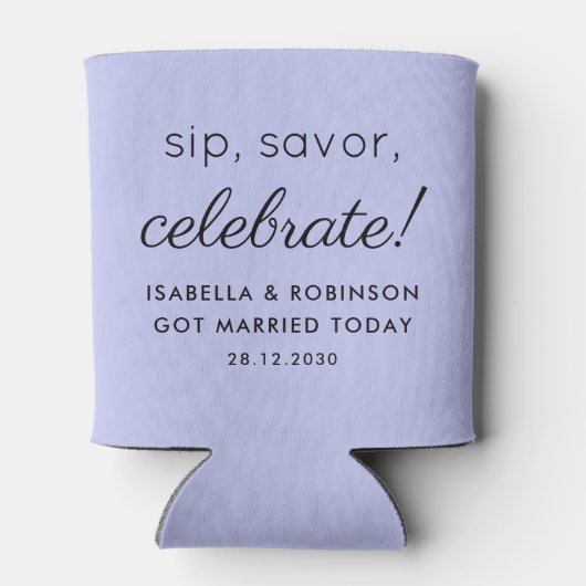 Gastgeschenk Hochzeit Sip Savor Celebrate Light Bl Dosenkühler (Rückseite)
