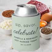 Gastgeschenk Hochzeit Sip Savor Celebrate Sage Gre Dosenkühler