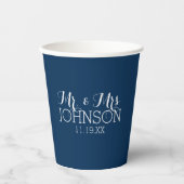 Gastgeschenk Hochzeit Solid Navy Blue Pappbecher (Vorderseite)