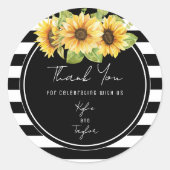 Gastgeschenk Hochzeit Sonnenblumen Schwarz und Wei Runder Aufkleber (Vorderseite)