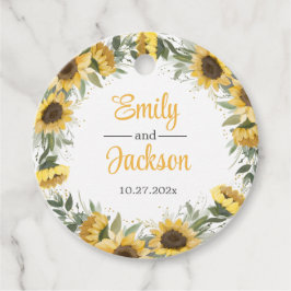 Gastgeschenk Hochzeit Sonnenblumengrün Tags Geschenkanhänger