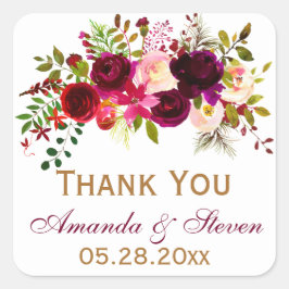 Gastgeschenk Hochzeit Sticker - Burgund Florals, F