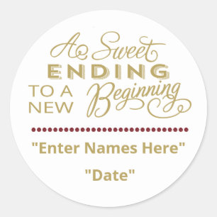 GASTGESCHENK HOCHZEIT STICKER   Süß beenden Neubeg
