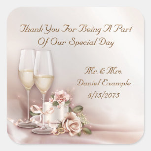Gastgeschenk Hochzeit Stickers Champagnerkuchen
