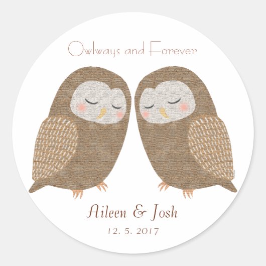 Gastgeschenk Hochzeit Stickers Owl Couple Stickers (Vorderseite)